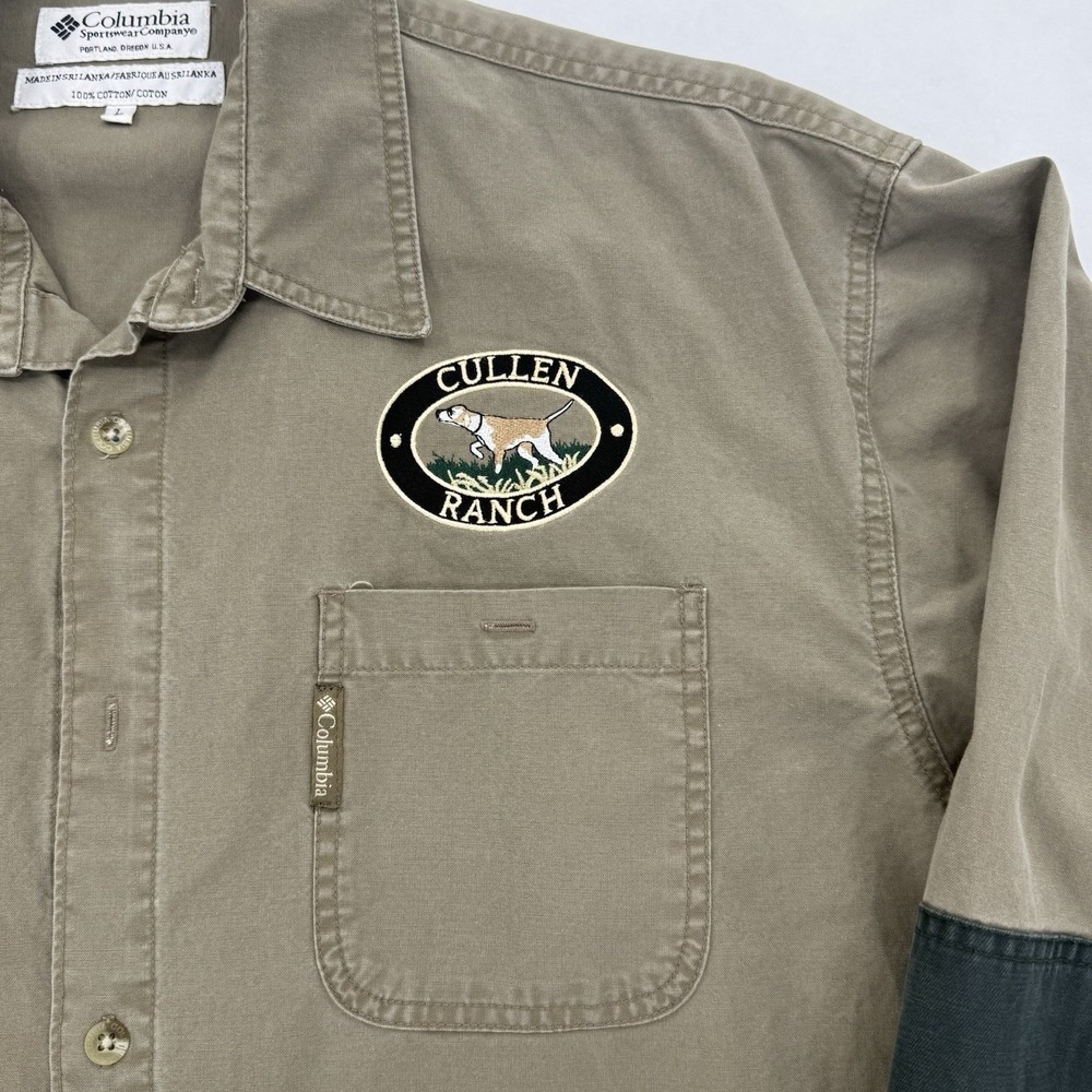 Vintage Columbia Briarshun Shirt Mens L Beige Hunting Shooting Outdoor Heavy 90s - Picture 4 of 9